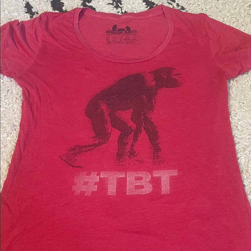 Red Graphic Evolution T-Shirt with #TBT Design